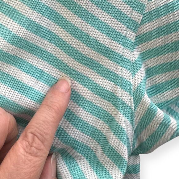 Masters Collection Pima Cotton Teal and White Striped Embroidered Polo Men's L - Picture 7 of 9